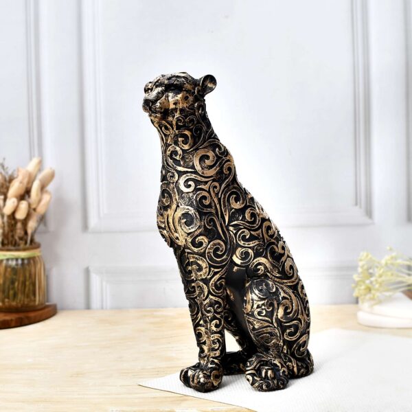 Elegant Sitting Panther Figurine | Handcrafted Home Decor Accent