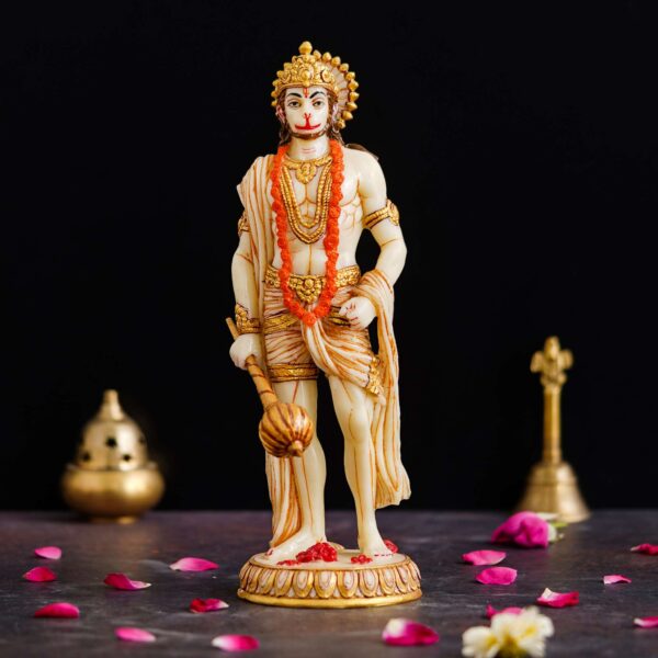 Marble Standing Hanuman Ji murti for Pooja Room Standing Hindu Lord Hanuman Statue