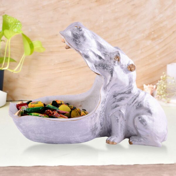 Angry Hippopotamus Mouth Open Face Sculpture Polyresin Hippo Showpiece