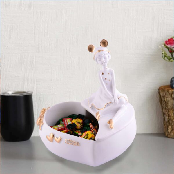 Lady with Basket Showpiece - White - Ideal for Home & Office Décor