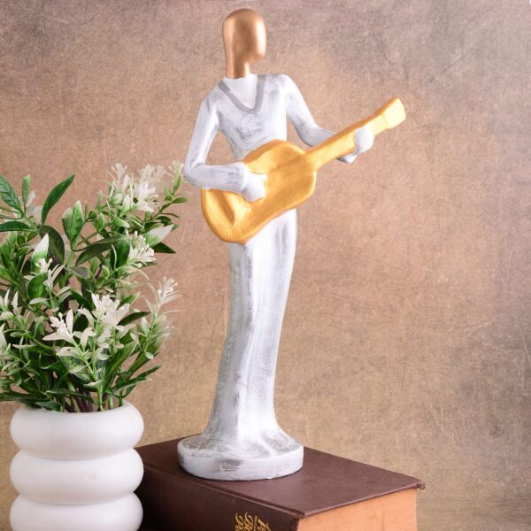 Contemporary Metal Musician Statue - Golden & White