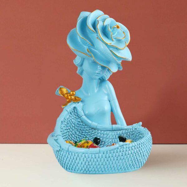 Lady with Basket Showpiece - Blue - Ideal for Home & Office Décor
